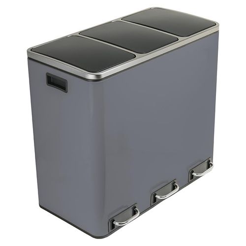 Metall-Mülleimer 3x18L grau 54L