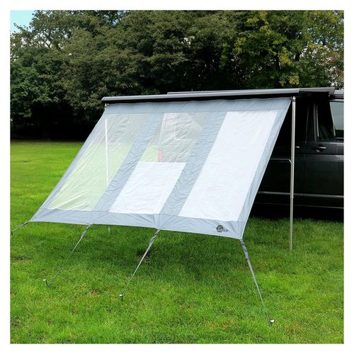 Panorama Vorderwand 2,4 x 2 m - Schutzwand für Markise - Schutz vor Sonne, Wind und Regen mit UV 50+, für Campingbus, Wohnwagen und Wohnmobil