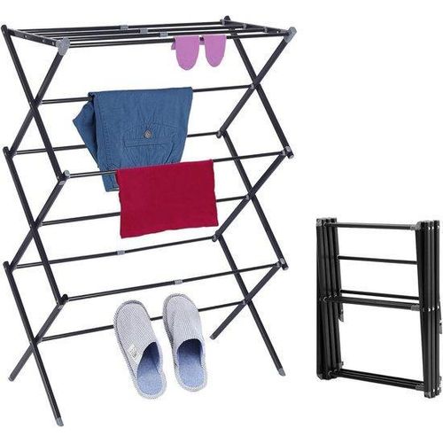 Inklapbare Wasrek - 6 Niveaus - Ideal für kleine Räume - Schwarz