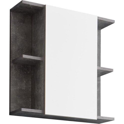 Badezimmer-Spiegel - Abmessungen 60 x 62 x 20 cm - Betonstein weiß - 184650534