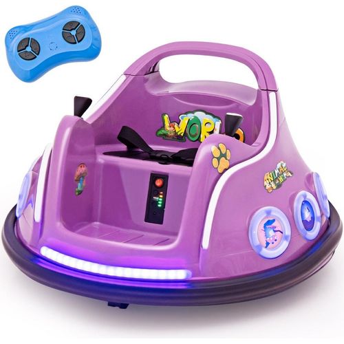 12V Kinder-Autoscooter, 360°-Drehung, Musik & Fernbedienung, Lila