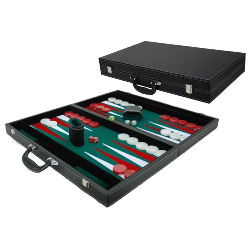 HOT Games Backgammonkoffer Schwarz/Grün Ingel.53x8