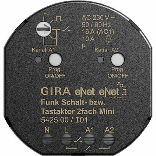 GIRA 542500 eNet Funk Schalt-/Tastaktor 2fach Mini