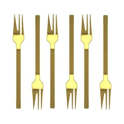 MEPRA KUCHENGABELN 6 tlg. SET Dessertgabeln Edelstahl Gabeln Kuchen Golden