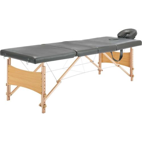 Massageliege 4-Zonen Holzgestell Anthrazit 186x68 cm