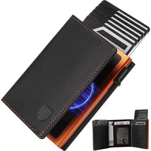 DODENSHA MagSnap Slim Wallet Herren RFID-Schutz Münzfach SchwarzOrange