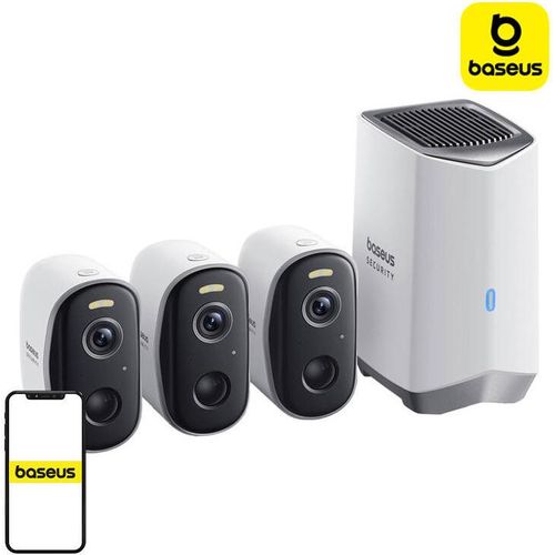 N1 Baseus 2K Outdoorkamera 3er Set (weiß)