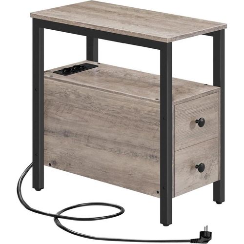 Beistelltisch mit Ladestation und USB-Anschluss, Sofatisch mit Schubladen