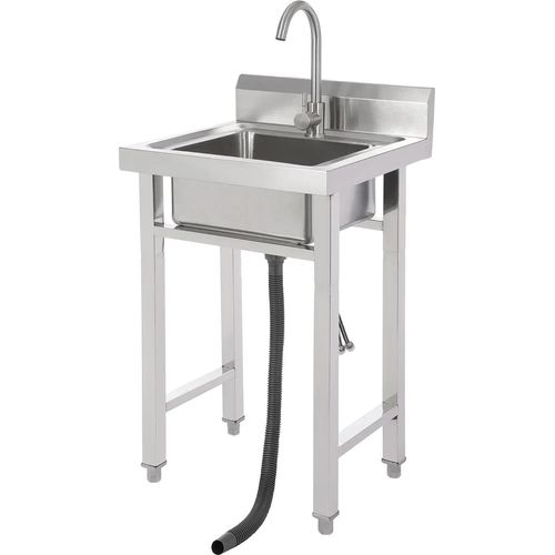 Gewerbliche Spüle, langlebiger Edelstahl, benutzerfreundliches Design, Silber