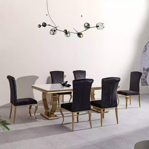 Designer Rechteckiger Esstisch Esszimmer Möbel Luxus Edelstahltische
