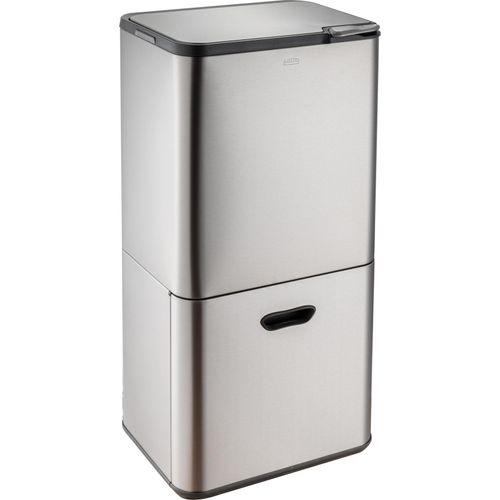 Luzzo® Kansas Push Abfalleimer 63 Liter Mülltrennung 4 Fächer - Mülltrennung - Metall Grau