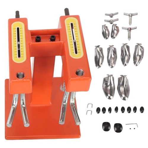 Zweikopf-Schuhdehnmaschine mit Skala, einstellbarer Breite und Länge, Aluminium-Schuhdehnmaschine, orange-silber