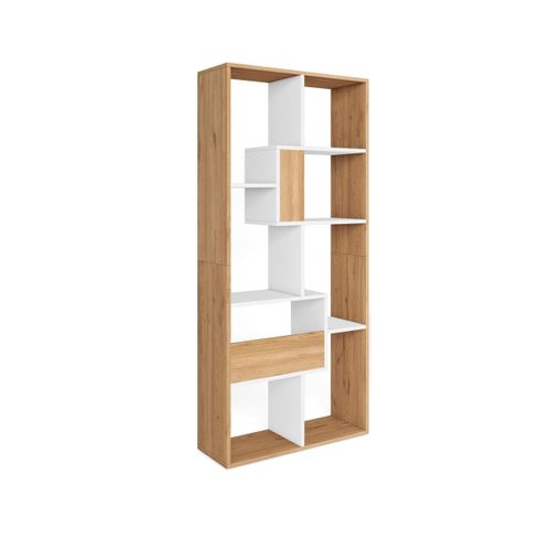 REGAL Bibliothek, Eiche und weiß, 67/31/162cm