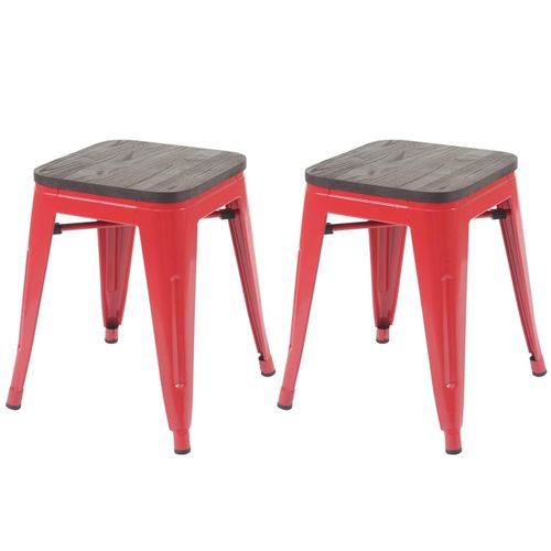 HOCKER HOLZ-SITZFLÄCHE Rot