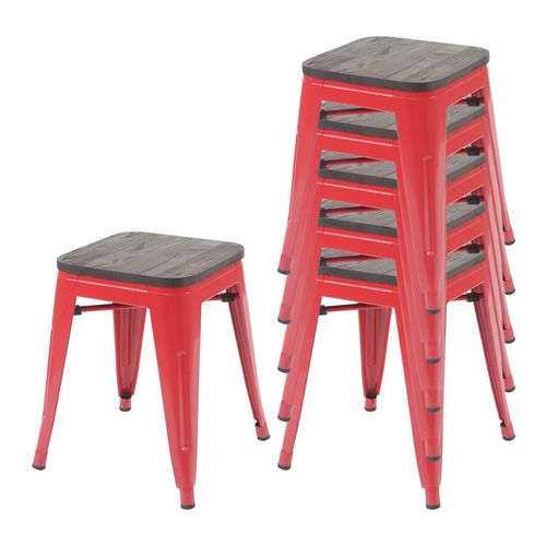 HOCKER HOLZ-SITZFLÄCHE Rot