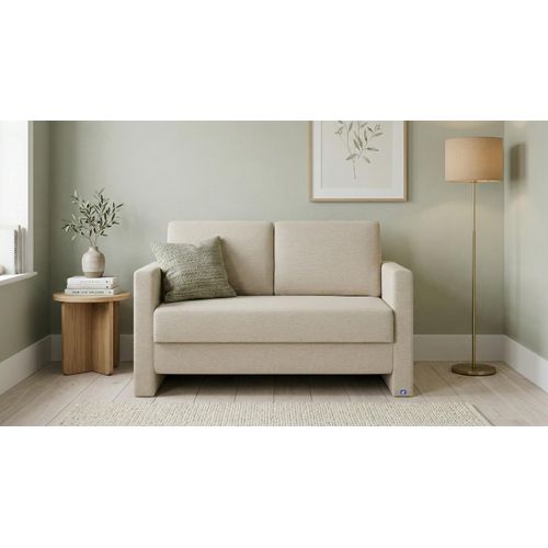 BRUNO Schlafsofa 120cm in Beige | stabiles Massivholz & Boxspringkomfort