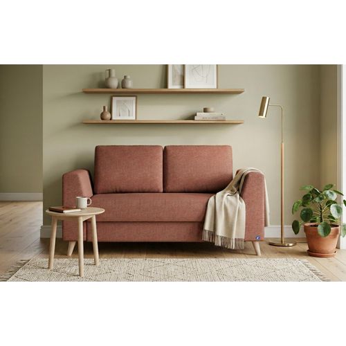 BRUNO Schlafsofa 120cm in Hazelnut Rot Braun | Klassik | stabiles Massivholz & Boxspringkomfort