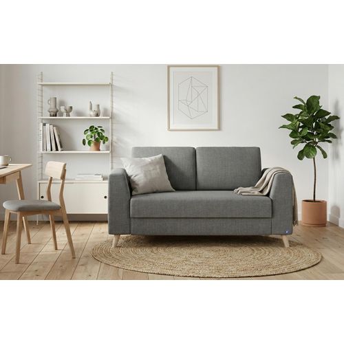 BRUNO Schlafsofa 120cm in Dunkelgrau | stabiles Massivholz & Boxspringkomfort