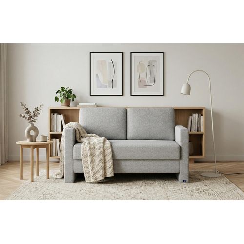 BRUNO Schlafsofa 120cm in Silver Grey | stabiles Massivholz & Boxspringkomfort