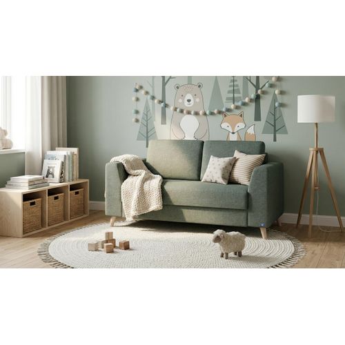 BRUNO Schlafsofa 120cm in Forest Green | stabiles Massivholz & Boxspringkomfort