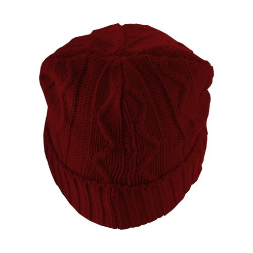 Beanie MSTRDS "MSTRDS Unisex Beanie Cable Flap", Herren, Gr. onesize, maroon, Kunstfaser, Mützen Beanie