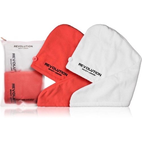 Revolution Haircare Microfibre Hair Wraps Handdoek voor het Haar Tint Coral/White 2 st