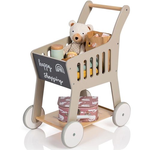Spiel-Einkaufswagen MUSTERKIND "Rubus, warmgrau/natur", grau (grau, natur), Kinder-Einkaufswagen, KinderB:31cm H:61cm T:47cm, Holz, B:31cm H:61cm T:47cm