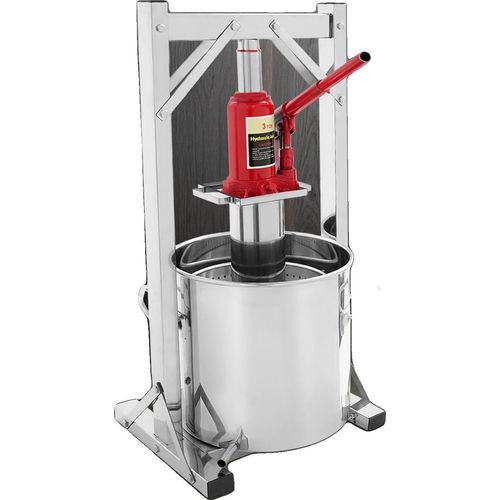 Hydraulische Weinpresse, äußere Kapazität 12L, innere Kapazität 6L, maximale Druck 3T, Abmessungen 33x26,5x65cm, Material Edelstahl