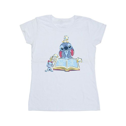Disney Dames/Dames Lilo & Stitch Lezen Boek Katoenen T-Shirt (Wit)