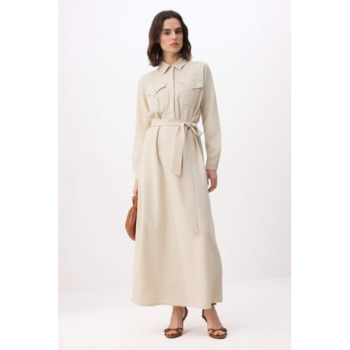 Platte maxi-jurk voor dames, lange A-lijn model, geschikt voor hijab.