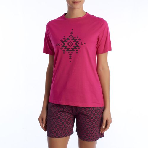 Damen-Sommerpyjama aus 100 % Baumwolle KL40000 Kurzarm-T-Shirt und Shorts, Frühlings-Sommerpyjama