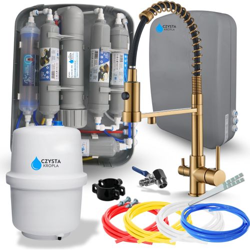 Wasserfilter RO7 Slim 7-Stufen Membran 75 GPD, Gold-Set