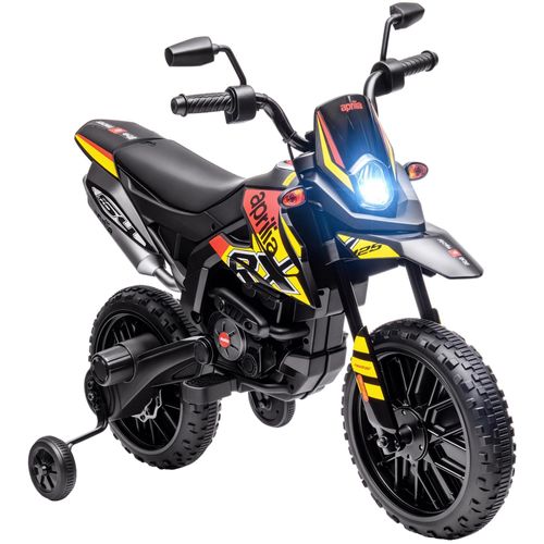 AIYAPLAY Kinder Elektro-Motorrad, 12V Kindermotorrad mit Musik, 6 km/h Gelb