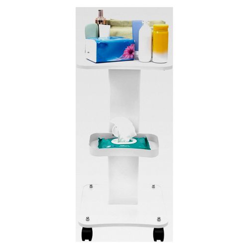 Rollwagen, Schönheitswagen mit Aufbewahrungskorb, Trolley Regal, Spa Beauty Wagen, Rolling Cart für Schönheitssalons und Friseure, Weiß
