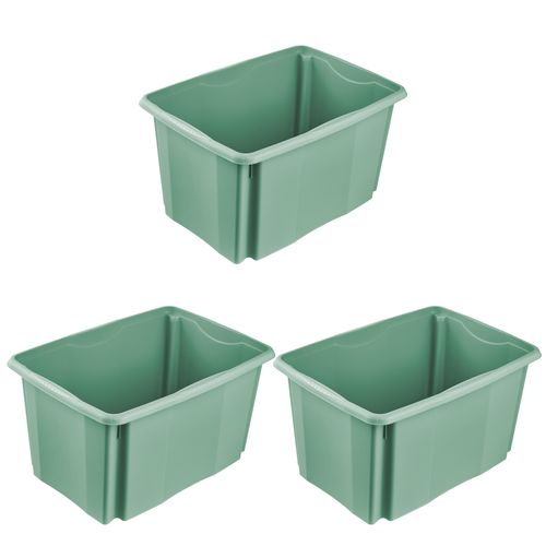 Aufbewahrungsbox KEEEPER "Emil, 3er Set, 45 L, 54,5 x 39 x 29,5 cm", nordic grün, B:54,5cm H:29,5cm T:39cm, Kunststoff, Aufbewahrungsboxen, Aufbewahrungsbox, ineinander und aufeinander stapelbar