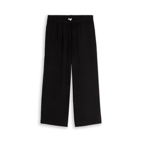 TOM TAILOR Damen Plus Size - Loose Wide Hose mit Kordelzug, schwarz, Uni, Gr. 48