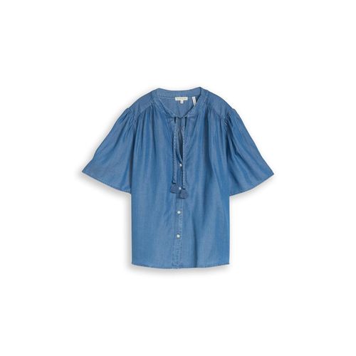 TOM TAILOR Damen Bluse mit Quasten, blau, Uni, Gr. 42