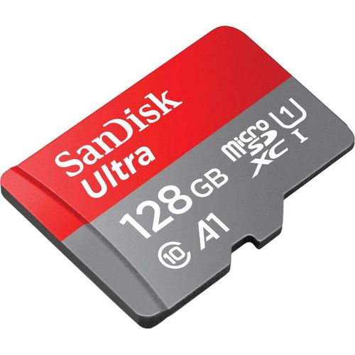 SANDISK Speicherkarte "Ultra microSDXC", grau (grau, rot), 128 GB, Speicherkarten