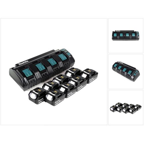 Makita Power Source Kit 18V mit DC 18 SF 4-fach Ladegerät + 8x BL1860B Akku 6,0Ah