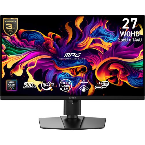 MSI Gaming-Monitor "MPG 271QR QD-OLED X50", Energieeffizienz: F (A-G), schwarz, B:60,93cm H:37,39cm T:7,23cm, Monitore