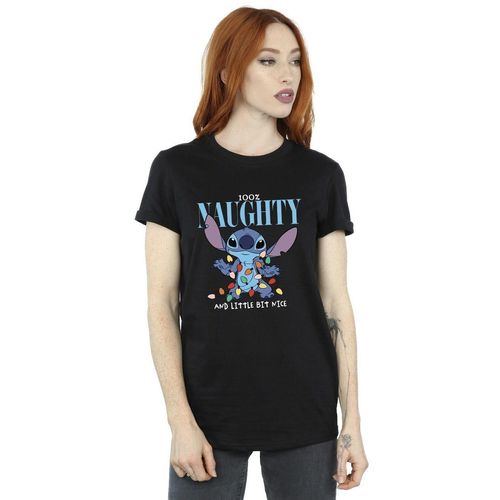 Disney Dames/Dames Lilo & Stitch Naughty & Nice Katoenen Vriendje T-shirt (Zwart)