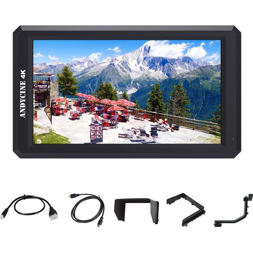 ANDYCINE A6 5,7 Zoll DSLR-Kamera-Feldmonitor Director-Videomonitor 450 Nits Helligkeit mit 4K-HDMI-Eingang DC 8 V Stromausgang 3,5 mm Eraphone-Buchse Ersatz fuer Sony Canon Nikon DSLR-Kamera