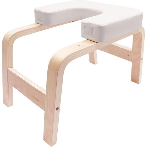 Yoga Kopfstandhocker - Inversionsbank - Holzrahmen - 200 kg Tragkraft - 64×36×40 cm - Weiß