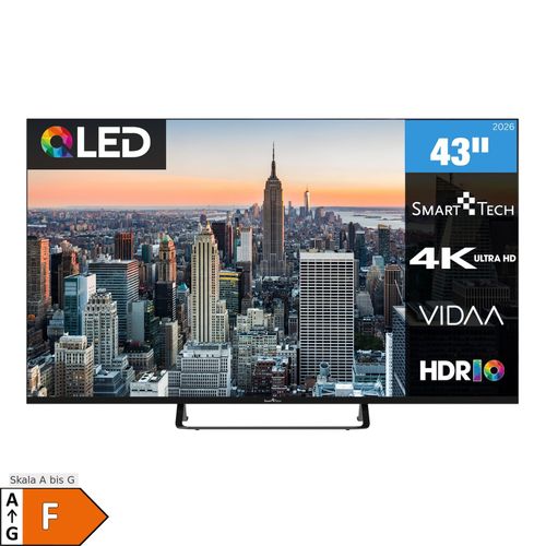 Smart Tech 43QV02V QLED Fernseher 43 Zoll Smart TV VIDAA HDR Fernseher mit 4K UHD, Bluetooth (2026)
