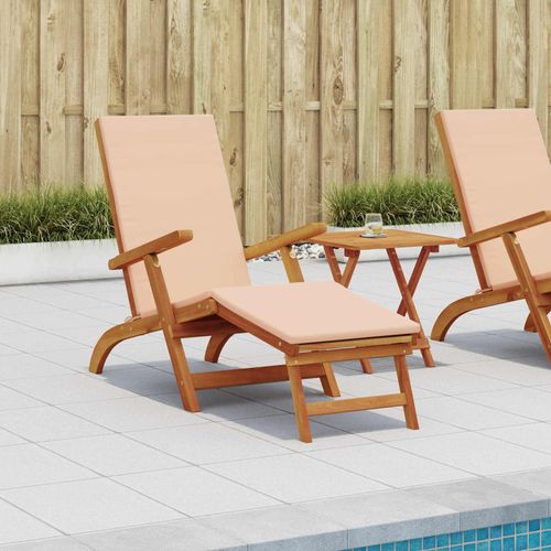 Möbel Liegestuhl zum Verstellen und Klappen 2 pcs BeigeGartenliegen - Gartenliegen c4827