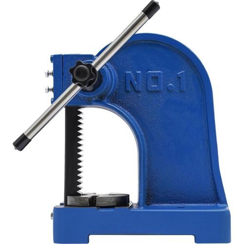 Dornpresse - Manuelle Arborpresse - 1 t Presskraft (1000 kg) - Für Stanzen, Biegen, Nieten, Lochen - Sternknopf - Blau