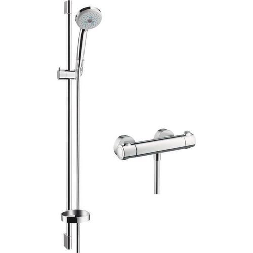 Duscharmaturenset mit Thermostat, 3 Heizarten und Duscharmatur 0,90 m - Chrom