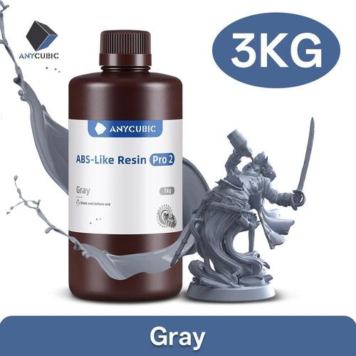 ABS-ähnliches Pro 2 3D-Druckerharz - Photopolymer für LCD - UV 405 nm - Hohe Präzision - 3 kg - Grau