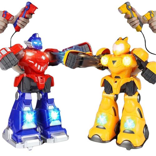 Set mit 2 Ferngesteuerten- und Kampfrobotern zum Auswerfen fuer Kinder, mit Fernbedienung, 2,4 GHz, Sound und Licht, 360¡ã-Drehung, interaktives Spielzeug fuer Eltern und Kinder, ab 3 Jahren,Gelb