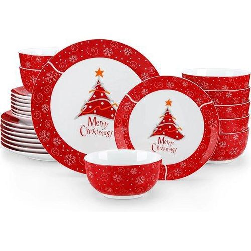 Weihnachts-Service-Set - 24 Stück Weihnachtsbord-Service - Tischdekoration - Weihnachtsbord - 8 Personen Service - Thema - Weihnachten
